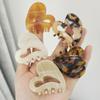 Heart-Shaped High-End Leopard Print Hair Claw Clip for Women - Small Acetate Temperament Ponytail Accessory