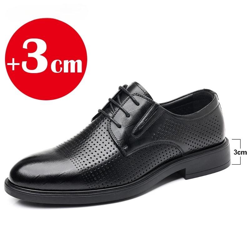 6/8 CM Height Increasing Leather Shoe Luxury Men Dress Shoes Classic Black Soft Leather Shoe Trend Business Casual Leather Shoes