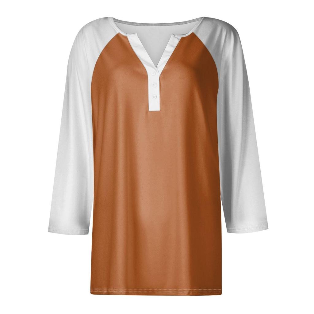 Women's T-shirt, T-shirt, Vest, Printed Button, Fake Pocket Decoration, Daily Weekend Fashion Foundation, V-neck, Regular Top