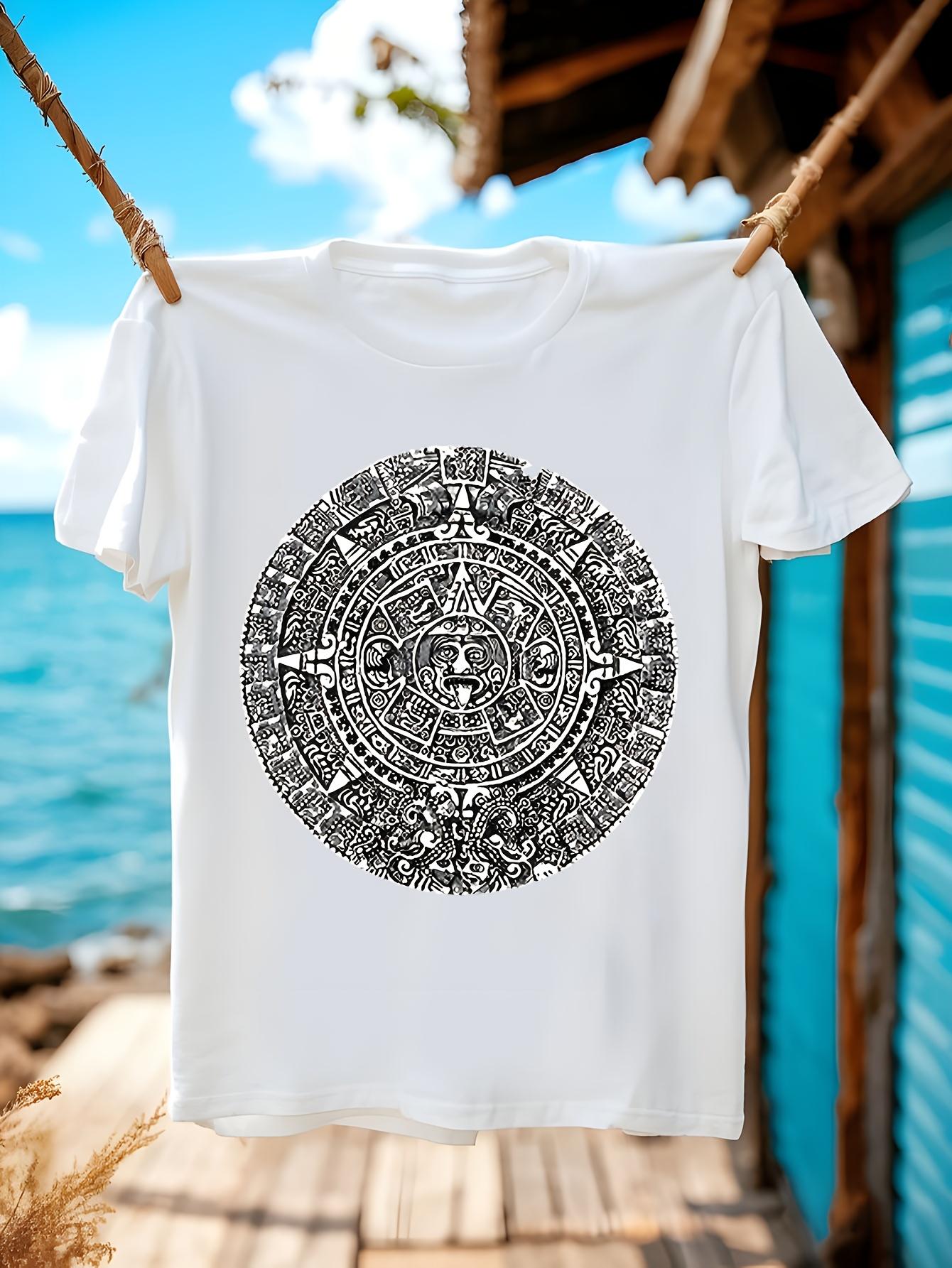 Aztec Mayan Calendar Tshirt - Ancient Mesoamerican Design... XXL