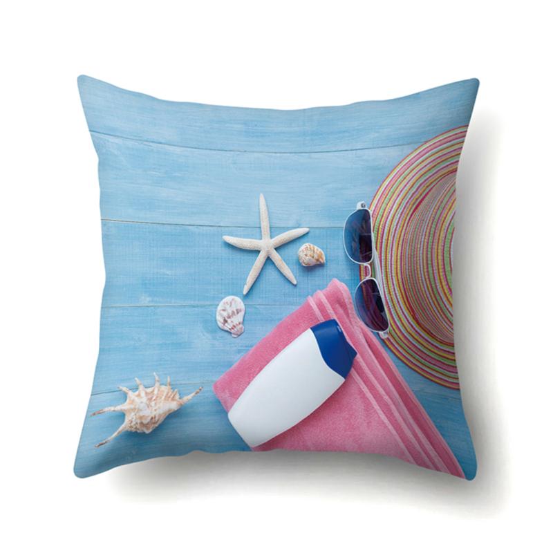 45*45cm Beach Vacation Style Sea Shell Deck Pillowcase Sofa Office Home Decor