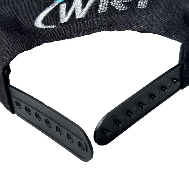 Off-Road Parkour Tricycle Racing Cap - Features two vertical stripes, numbers below, paw and English V on the sides.
