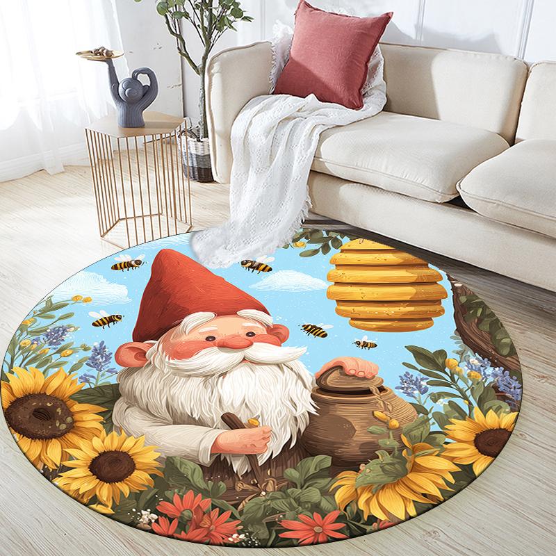 Sunflower pattern round rug,Carpet Rug for Living Room Bedroom Sofa Playroom Decor,Non-slip Floor Mat,Holiday Gifts and Birthday Gifts.