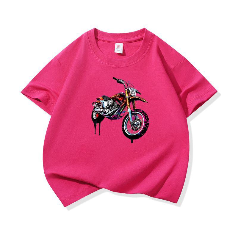 Graffiti Dirt Motorcycle Graphic Tee Kids 100 Cotton Crew Neck T Shirt Short Sleeve Breathable Tops For Boys Girls Children