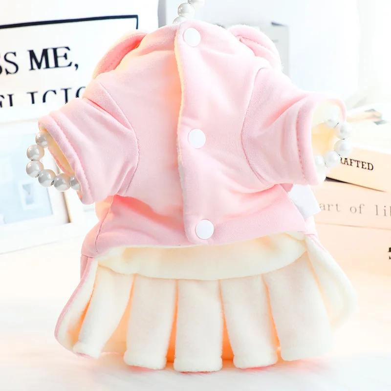 Ziemas suņu drēbes Princeses kaķu kleita mētelis mazam sunim Teddy Pet jaka ar pavadas caurumu Ropa Para Perro