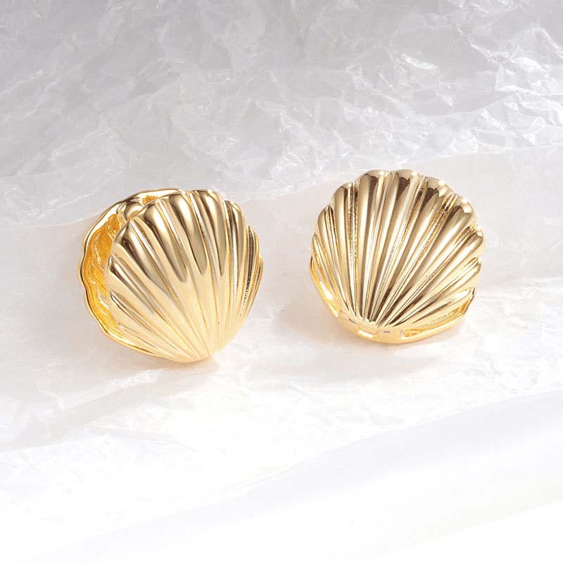 Creative Fashion Ocean Shell Earrings for Women Men Geometric Metal Textured Earrings Jewelry Wholesale Direct Selling