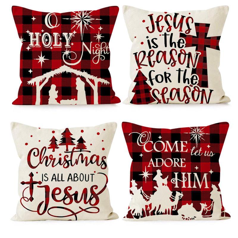 Weihnachts-Dekokissenbezug Leinen Festliches Weihnachtsthema Elch Schneeflocke Rückenlehne Wohnzimmer Sofa Dekoration Kissen Kissenbezug