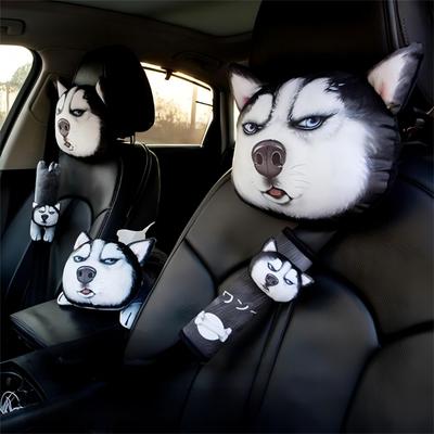 Dog Cat Car Neck Pillow Seat Belt Shoulder Pad Car Neck Pillow Travel 3D Animal Neck Cushion Universal Car Accessory Cartoon