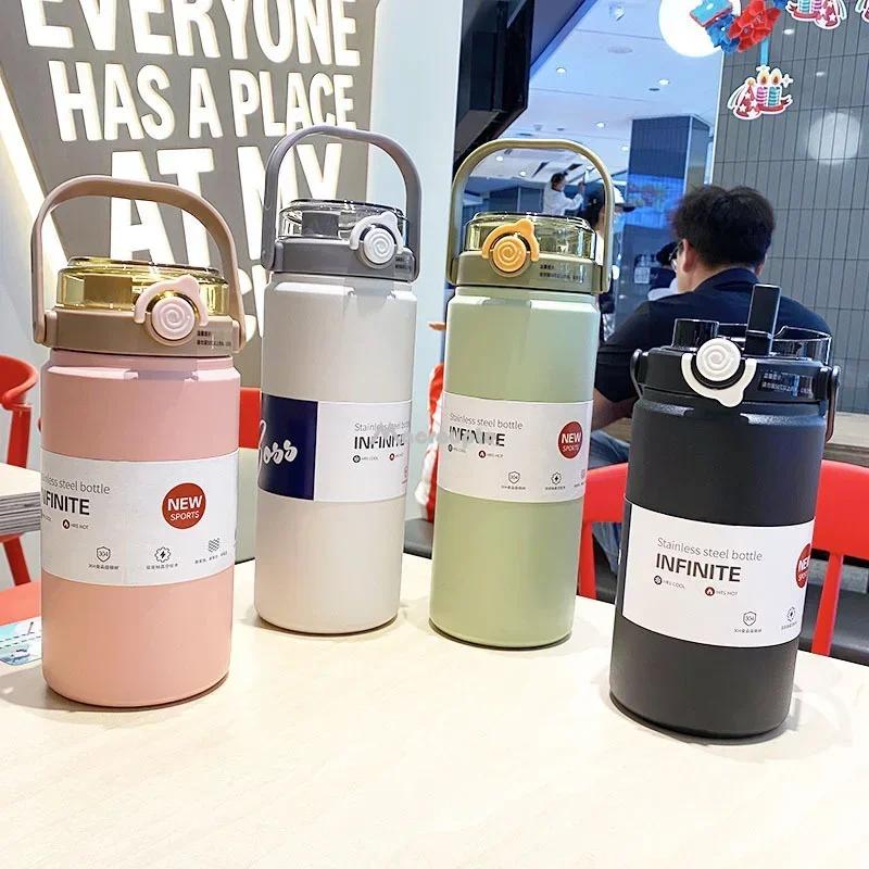 1L Stainless Steel Thermos Cup 316 Large Capacity Double Sippy Thermos Bottle with Straw Portable High Quality Thermos Kettle