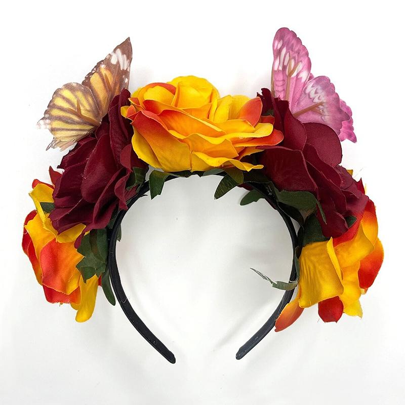

Хэллоуин/Мексиканские аксессуары для волос Карнавальная корона Косплей Повязка на голову Мексиканская корона из роз Цветочные формы Вечеринка Многоцветный