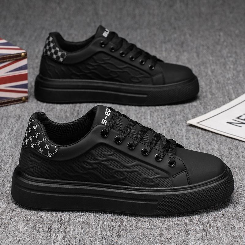 Trendy brand printed soft-soled men's shoes, new thick-soled heightening white shoes, men's versatile couple casual sports board shoes, men