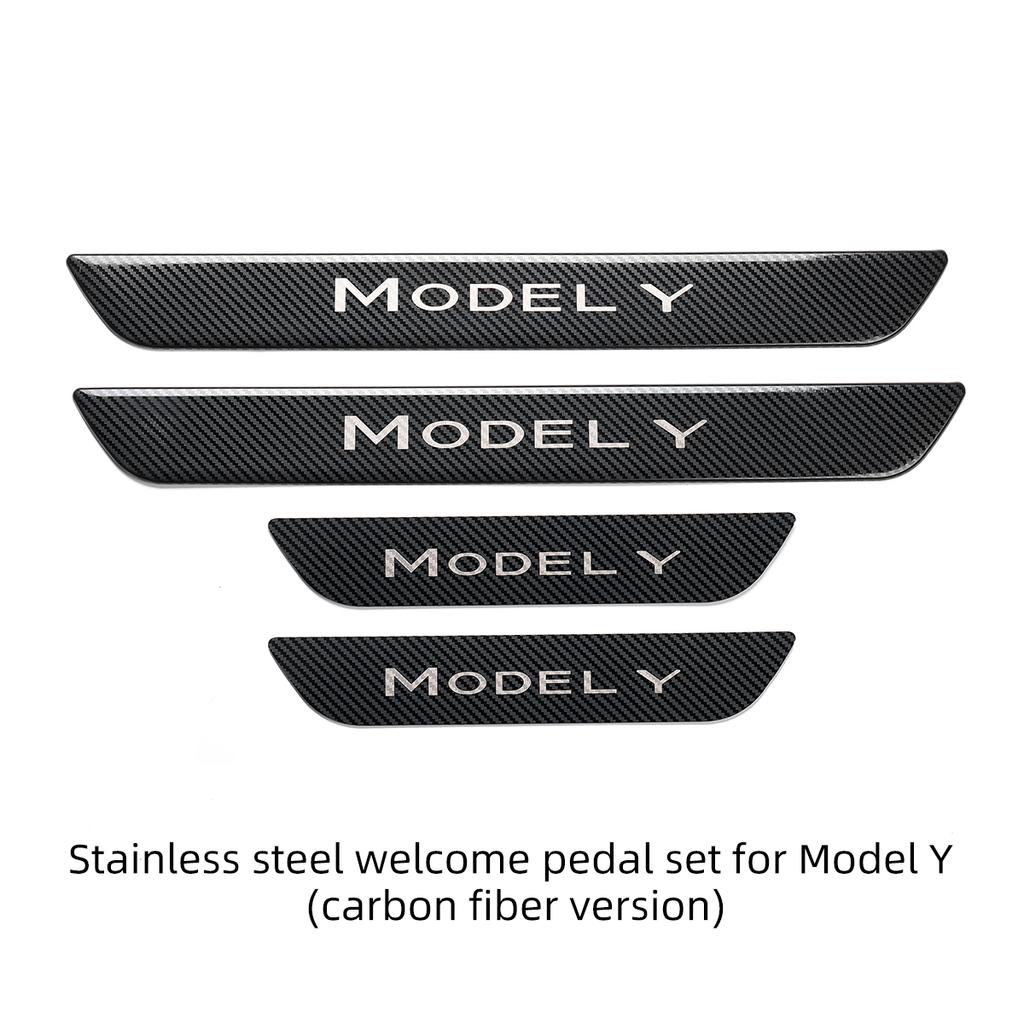 LUCKEASY Modyfikacja Dla Tesla Model 3 Y Samochodowy Nakładka Ochronna Progu Drzwi Dekoracja Progowa Stal Nierdzewna Ochrona Bagażnika