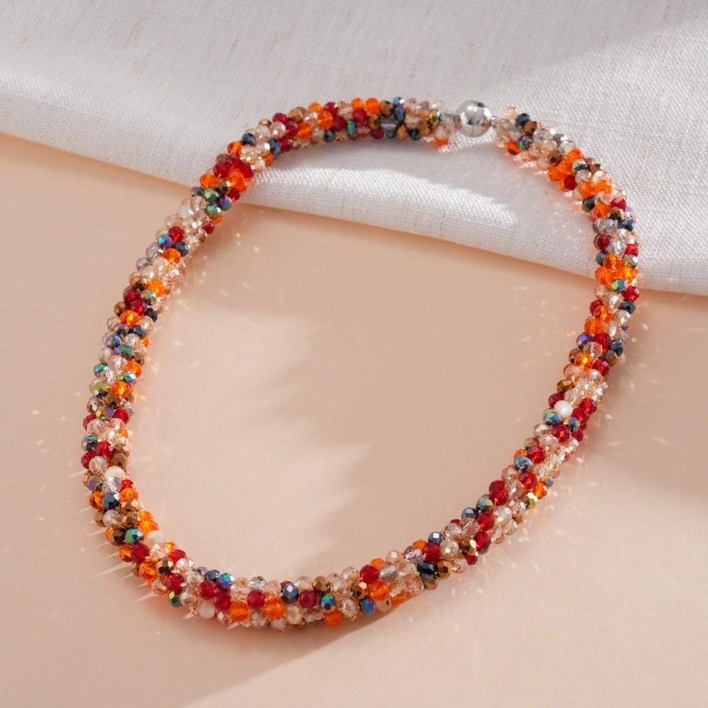 Farbiger Glasperlen Vintage Ethnischer Glas Halskette Hals Schmuck Retro Liebhaber Choker Feiertag