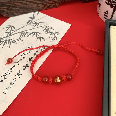 2025 Snake Year Lucky Red Rope Bracelet Zodiac Snake Adjustable Braided Hand Chain Women  Jewelry Xmas  Year Gift