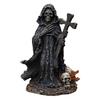 Grim Reaper Statue Halloween Black Horror Robe Sculpture Gothic Resin Santa Muerte Figurine for Halloween Indoor Bookshelf Desk Decor
