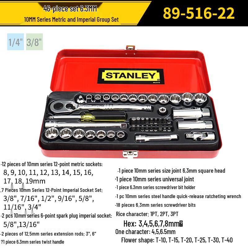 Stanley 46-Piece Ratchet Wrench Socket Set