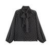 European and American Women's Clothing Popular Fashion Polka Dot Bow Top
