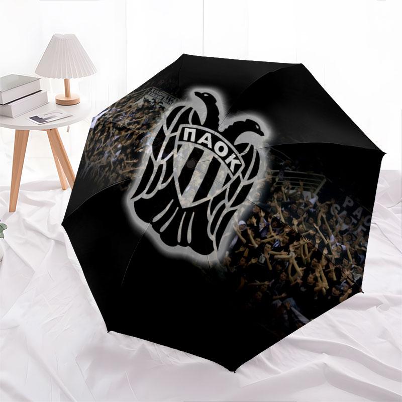 PAOK, automatic folding umbrella, portable and foldable design, 8 ribs, a Christmas or birthday gift.