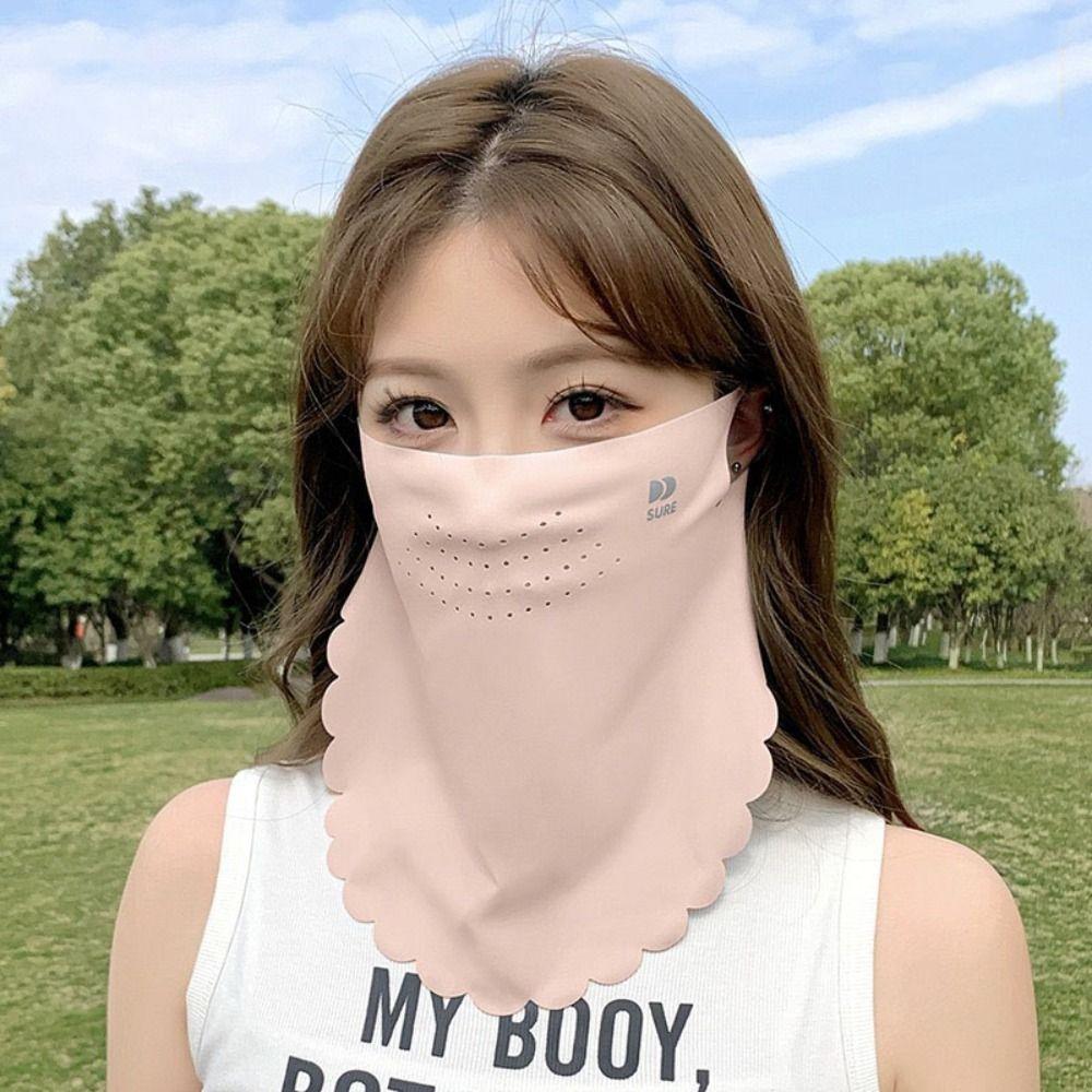 UV-bescherming IJszijde Masker Effen Kleur Zonnescherm Gezichtssjaal Elastische Nekwikkel Cover Rijden