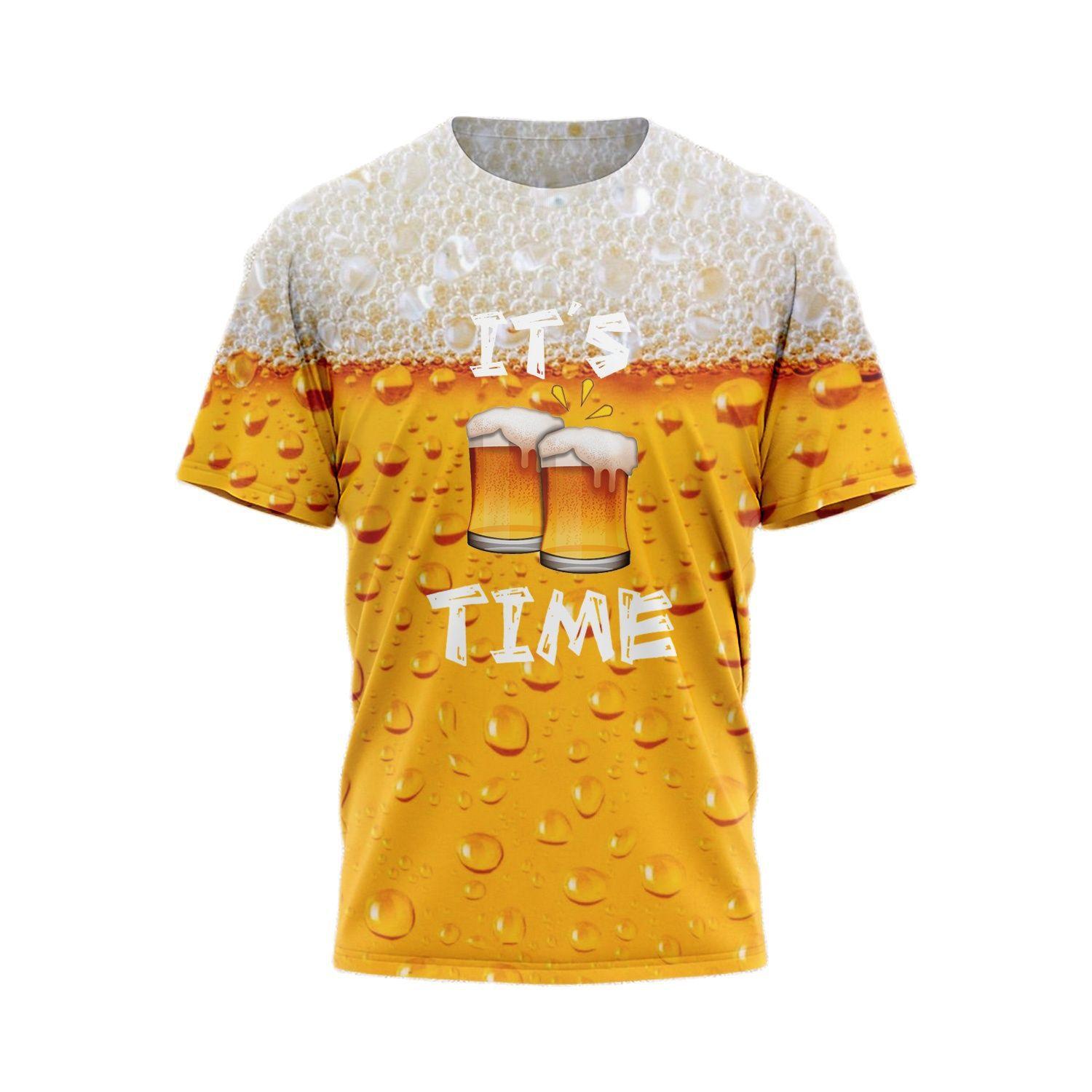 

3D Печать Пива Футболка с Коротким Рукавом Топ Тренд Мужские Футболки 6XL