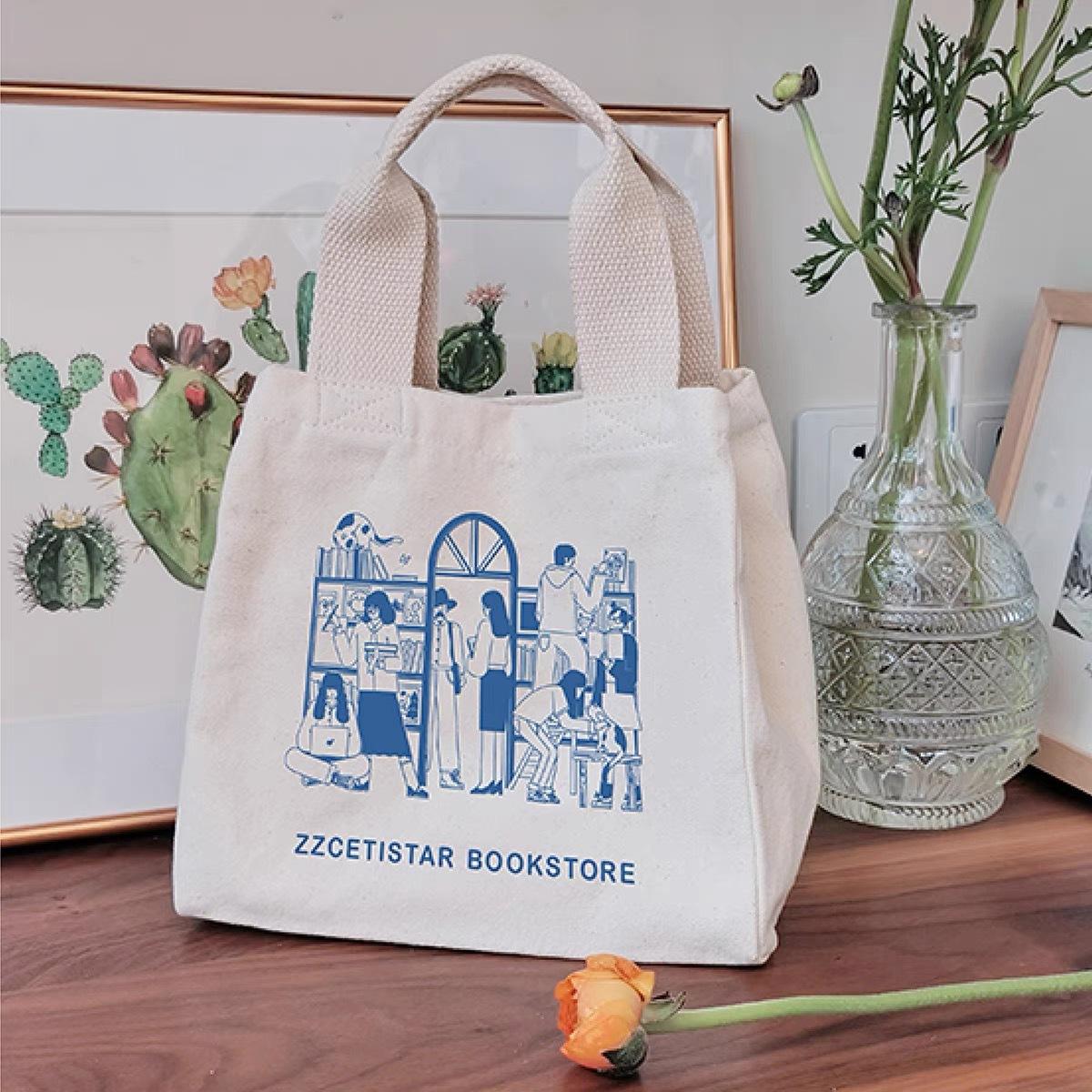 

Canvas Bag Tote Lunchbox Bag Student With Lunch Bag Simple Canvas Bag Handbag Tote Newspaper Japanese Dining Bag