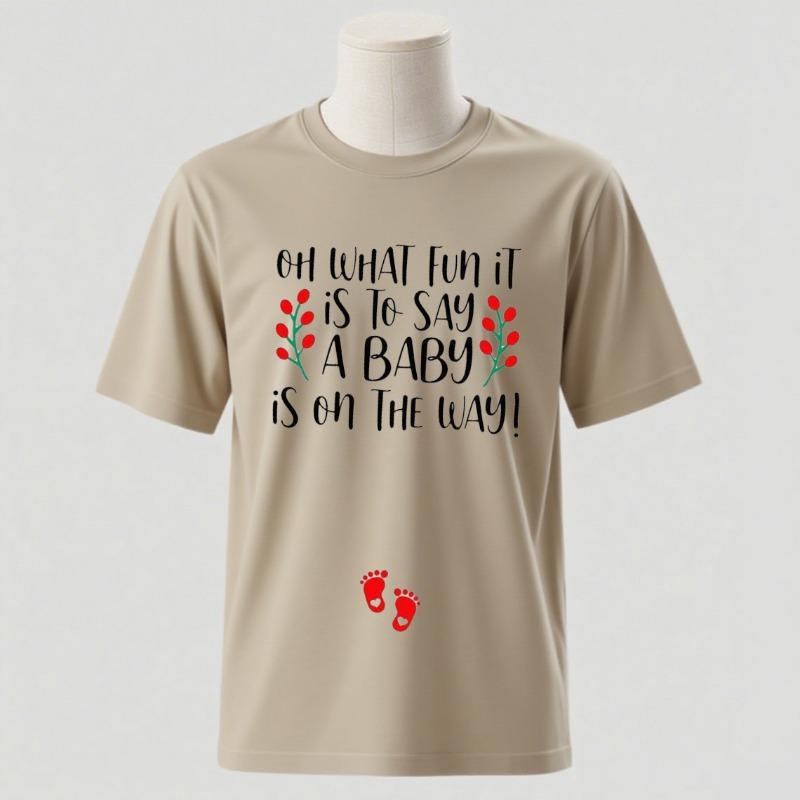 Couple Christmas Pregnancy AnnounceUnisext Xmas Maternity Tee Jingle Bells Baby on The Way Mom and Dad To Be Couple Pregnancy Tee