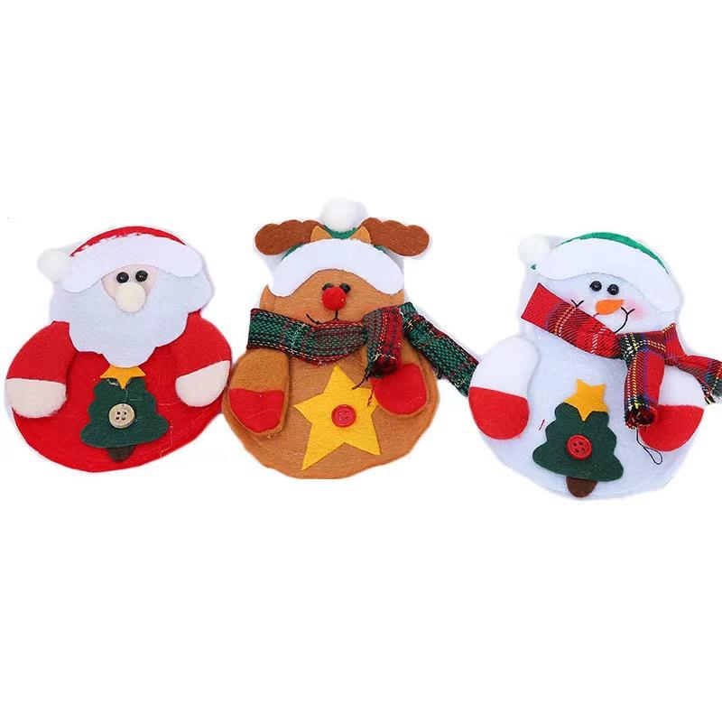 

Tableware Fork Knife Holder Bag Christmas Decorations Santa Claus and Snowman and Fork Cap Covers Home Table Decoration sets