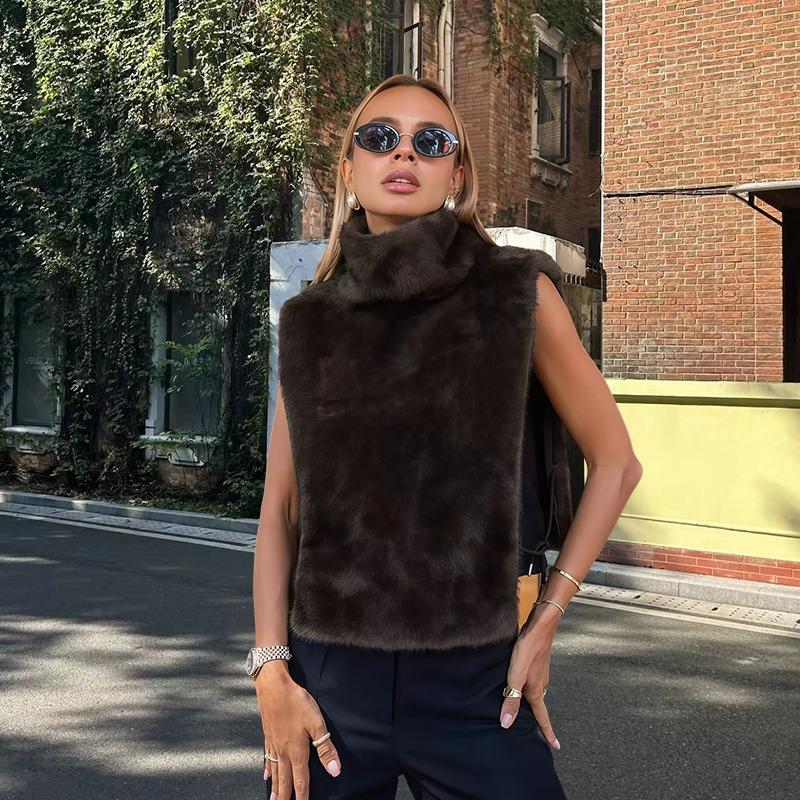 Fashion Faux Fur Vest Women`s Jacket