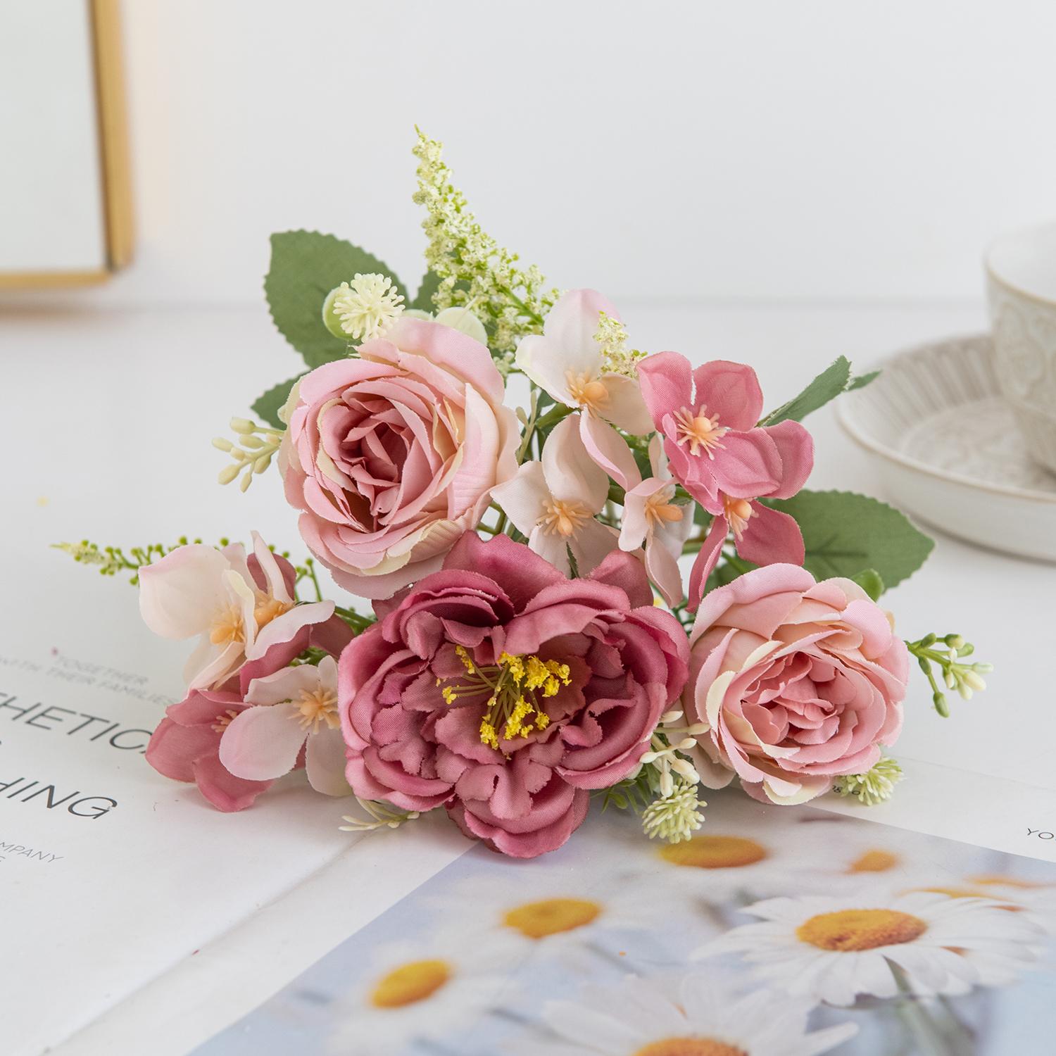 

Artificial Flowers High Quality Silk Peony Hydrangea Festival Wedding Bridal Bouquet Home Room Table Vase Wreath Diy Gift Decora 1 pc сливовий