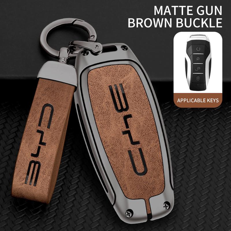 Zinc Alloy Leather Car Key Case Byd Song Plus Atto 3 Han Ev Dolphin Tang Dm Qin Yuan Dolphin Key Holder Car Key Case Key Chain