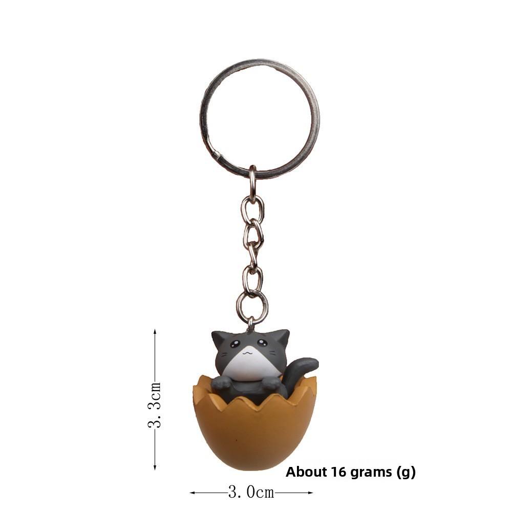 Adorable Eggshell Cartoon Cat Resin Pendants Keychain For Gifts Children