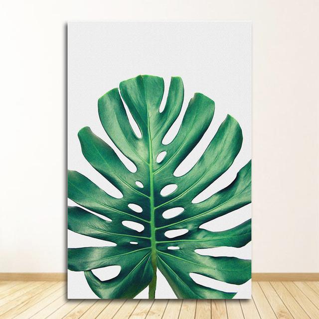 Blatt-Leinwanddrucke und Poster, Wandkunst, Heimdekoration, nordische grüne Pflanzen-Leinwand-Malerei, Wandbilder, tropische Palmen-Bananen-Schildkröte