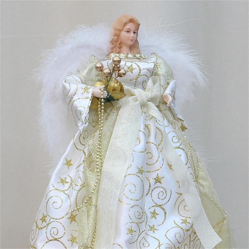 Weihnachtsbaum Dekoration Zubehör Plüsch Flügel Engelbäume Spitze Stilvolles Feiertagsaccessoire Festliche Ornament Dekorationen