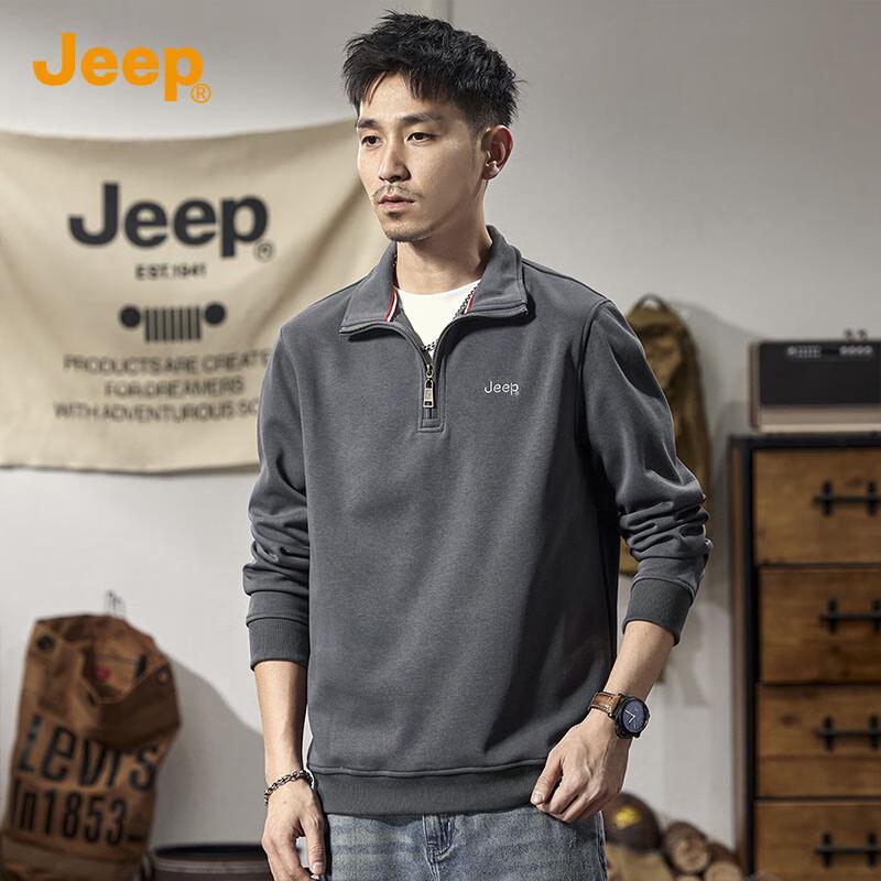 JEEP 2025 Autumn Men s Polo Collar Sweatshirt M