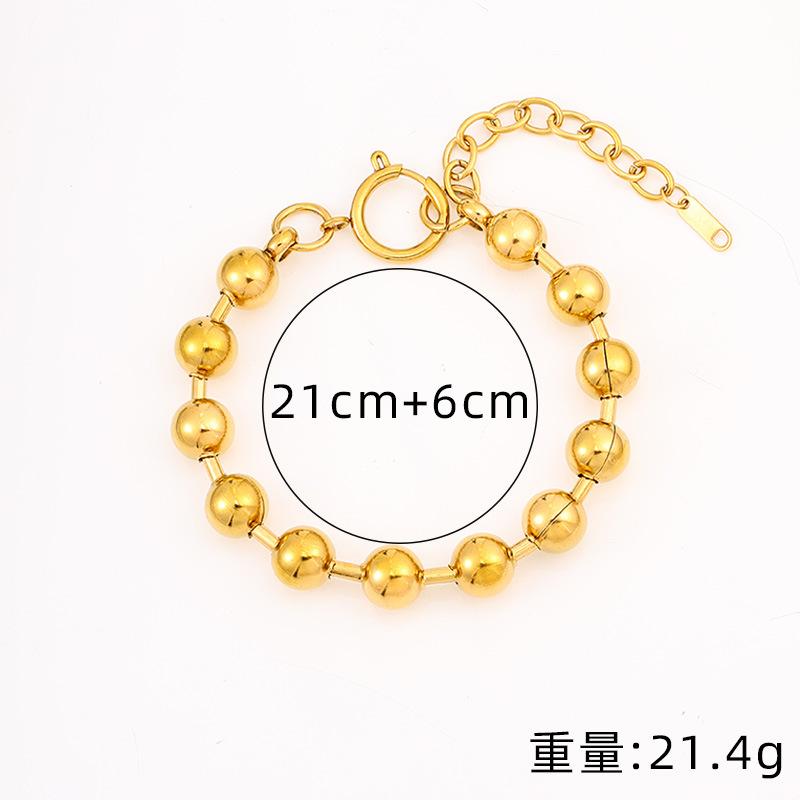 Titanium steel round bead does not fade, popular large round bead K gold , light luxury niche