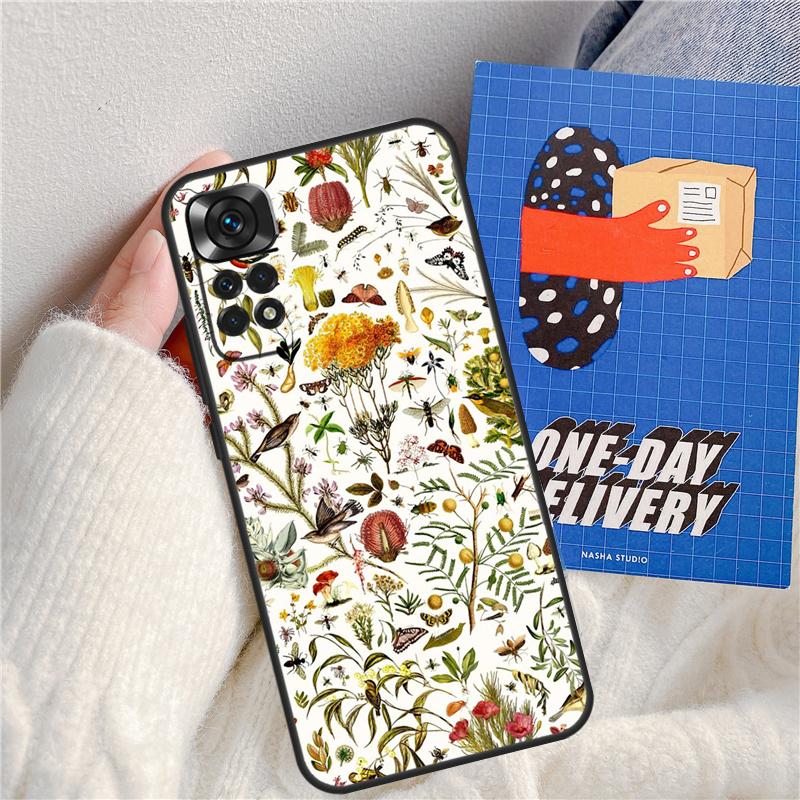Garden Birds Vintage Tropical FLORAL Funda For Xiaomi Redmi Note 13 Pro 14 9 10 11 12 9S 10S 11S 12S Redmi 13C 10C 12C 14C Case