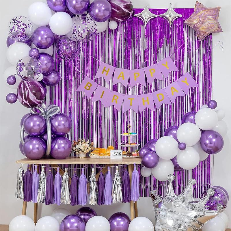 Gold Blue Purple Balloon Set For Birthday Wedding Anniversary Celebration Confetti Balloon Gold Crown Balloon Latex Balloon 4