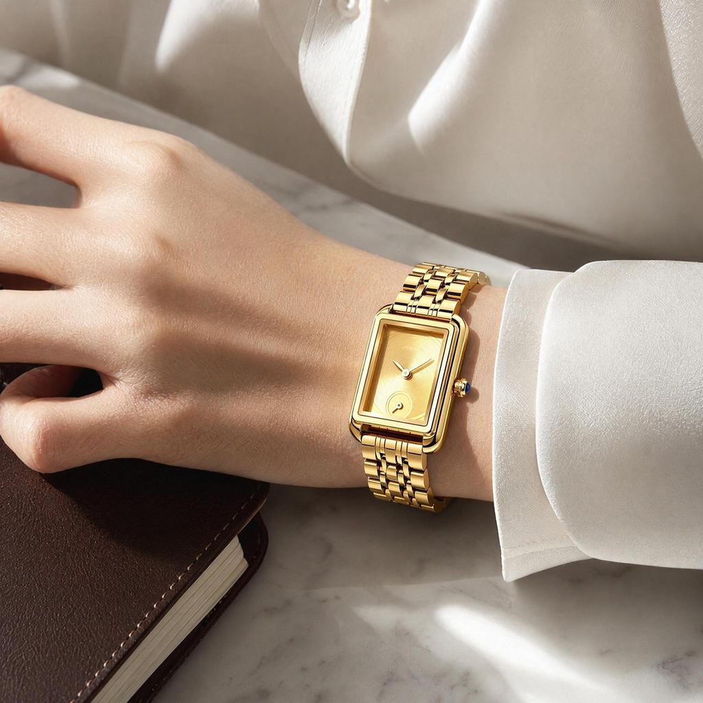 Damen-Quarzuhr SKMEI Quadratisch Gold Edelstahl 2670