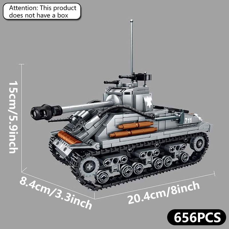 Bloques de construcción del tanque T34 clásico, juguetes de coche blindado clásico de la Segunda Guerra Mundial, adornos modelo educativos hechos a mano para niños