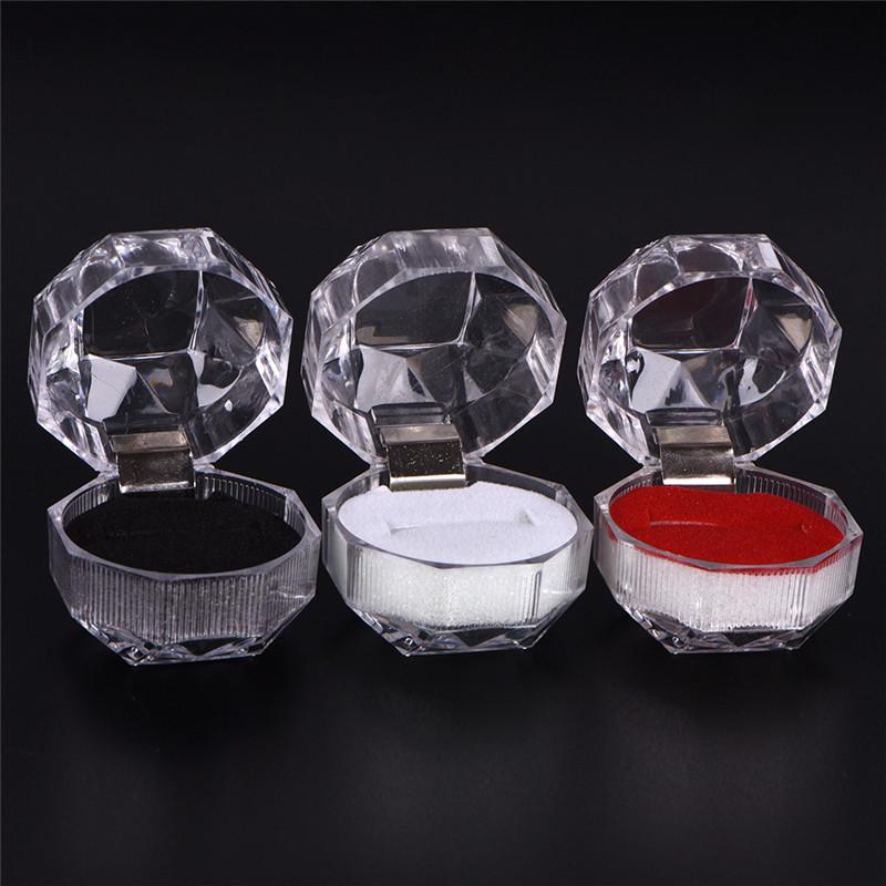Clear Acrylic Jewelry Gift Box For Ring Holder Wedding Engagement Present