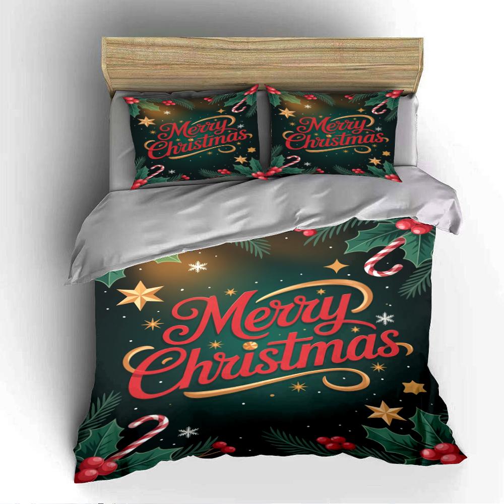 Colorful Neon Christmas Design Bedding Set (1 Duvet Cover, 2 Pillowcases, Duvet Not Included)
