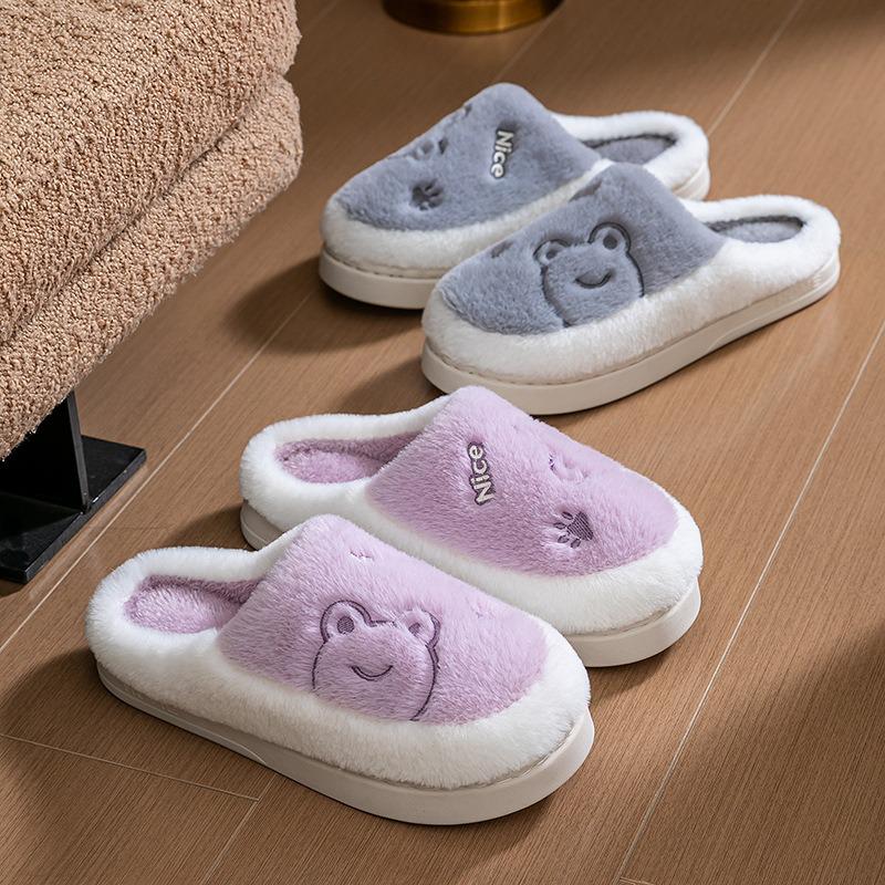 2025 Women's Autumn/Winter Plush Cotton Indoor Slippers - Warm Household Footwear for Couples