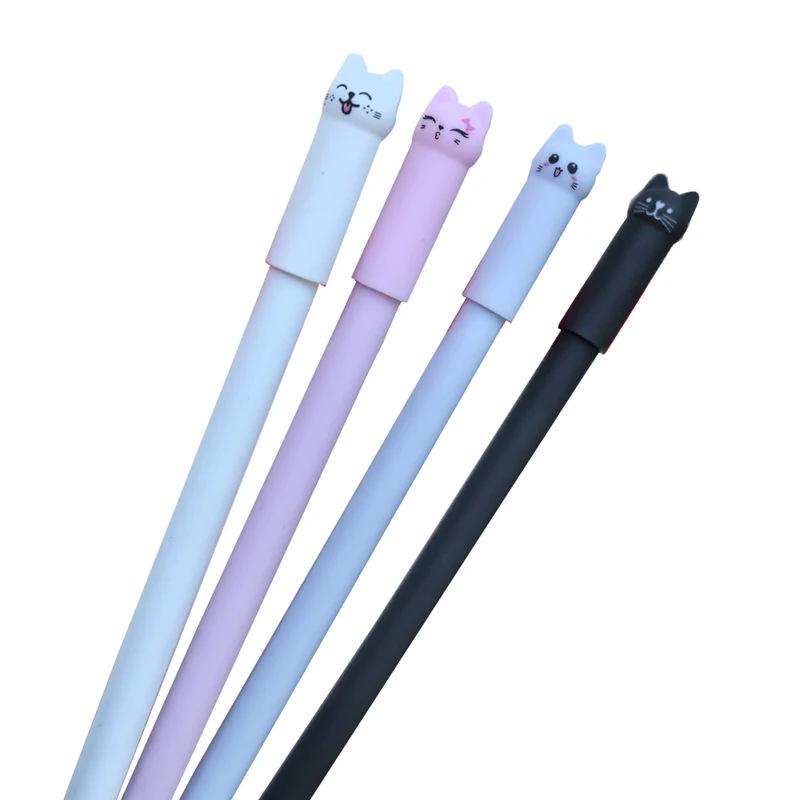 4-12PCS Cute Cat Pens Kawaii Erasable Gel Pens Set 0.5mm Blue/Black Ink Ballpoint Pens School Office Supplies Writing Stationer