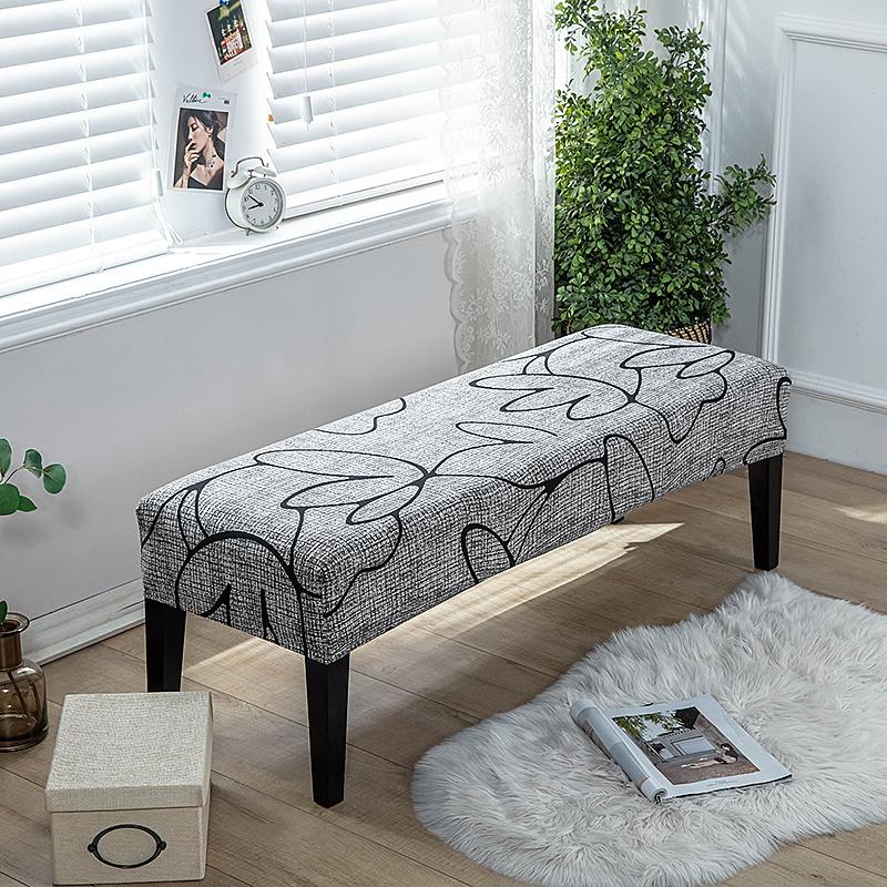 1PC Floral Printed Bench Covers Stretch Spandex Nordic Piano Long Chair Slipcover Bed Side Seat Protector Cover for Living Room