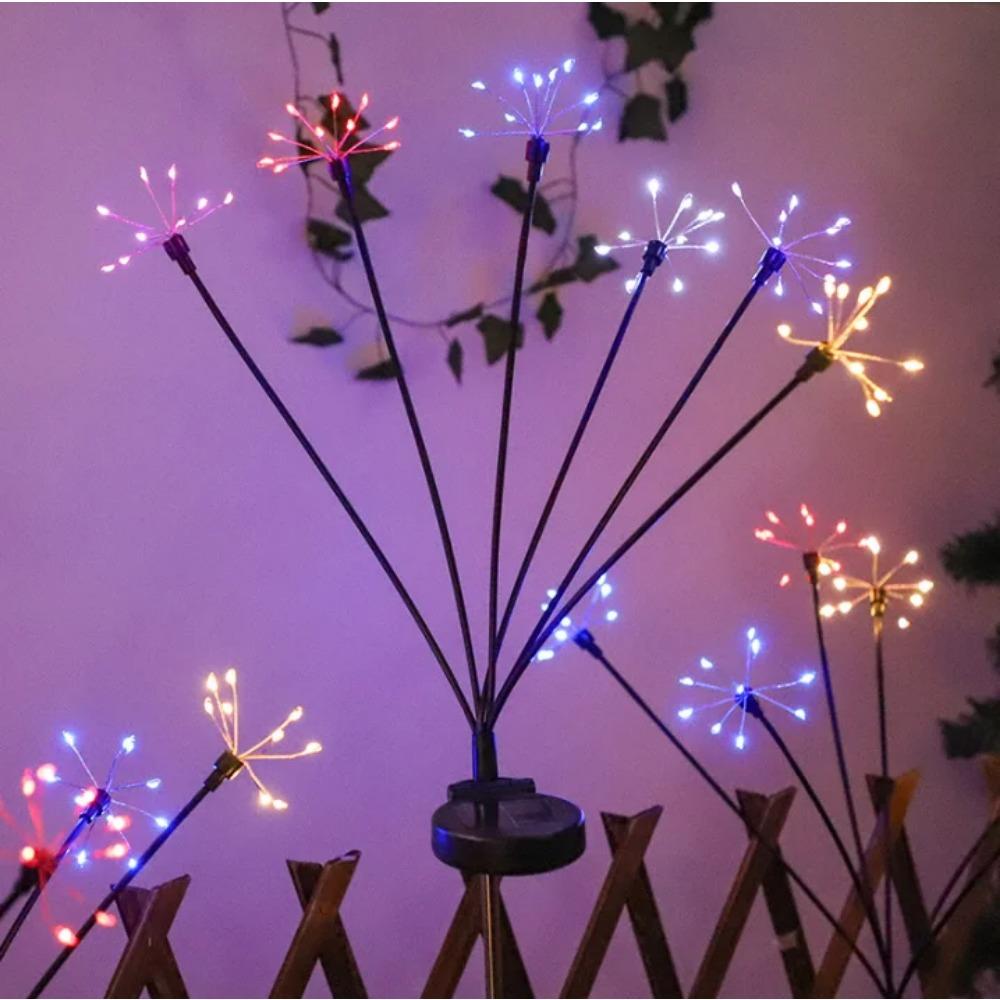 Solar Garden Lights Twinkling Firework Lights with 2 Modes 60LED Waterproof Solar-Powered Lamp for Outside Yard Pathway Decor