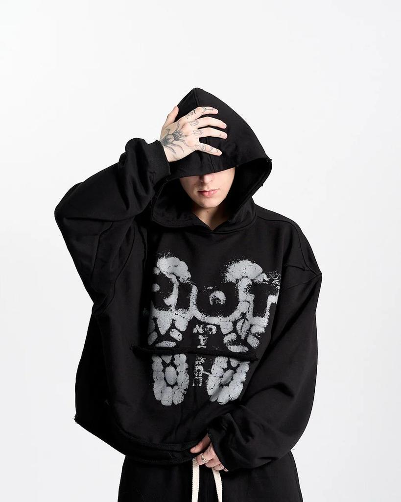 2025 Grenzüberschreitender Kapuzen-Cardigan: Unisex Streetwear Sweatshirt mit dunklem Aufdruck