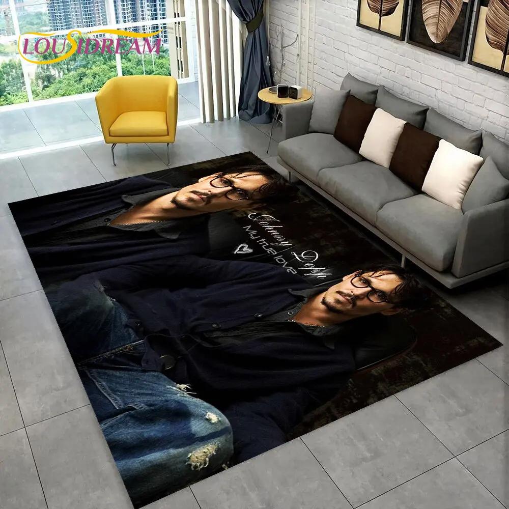 3D Printing Johnny Depp Series Area Rug,Carpet Rug for Home Living Room Bedroom Sofa Doormat Kitchen Decor,Non-slip Floor Mat HD