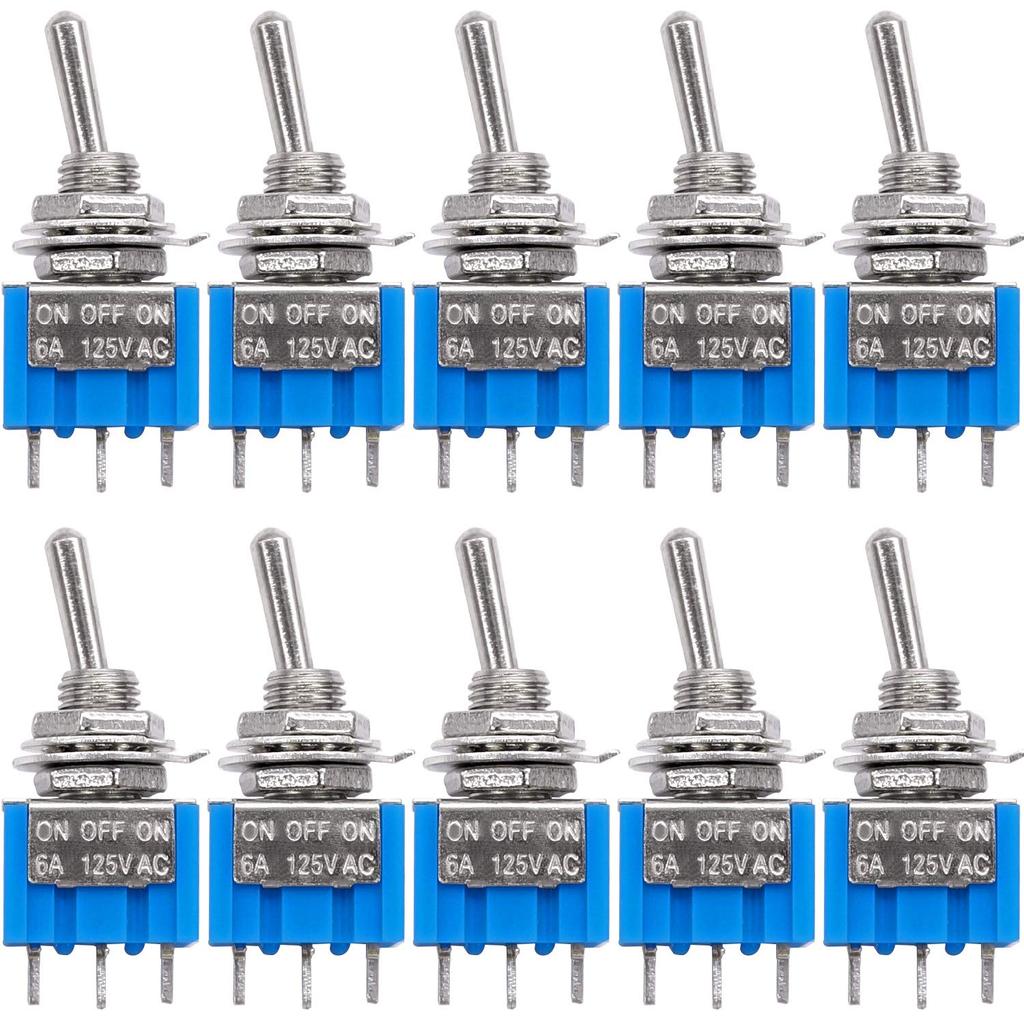 10Pcs DIY Toggle Switch ON-OFF-ON 3Pin 3 Position Latching MTS-103 AC 125V/6A 250V/3A Power Button Switch Car