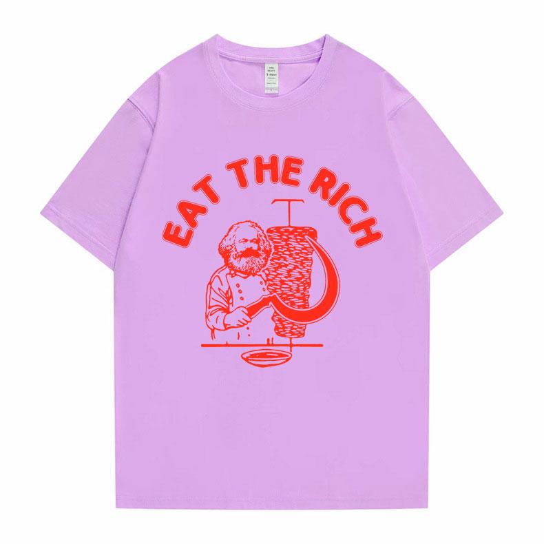 New Funny Men Women Casual Oversized Tshirt Eat The Rich Doner D%C3%B6ner Kebab Karl Marx Socialist Hasan Piker Graphic T-shirts