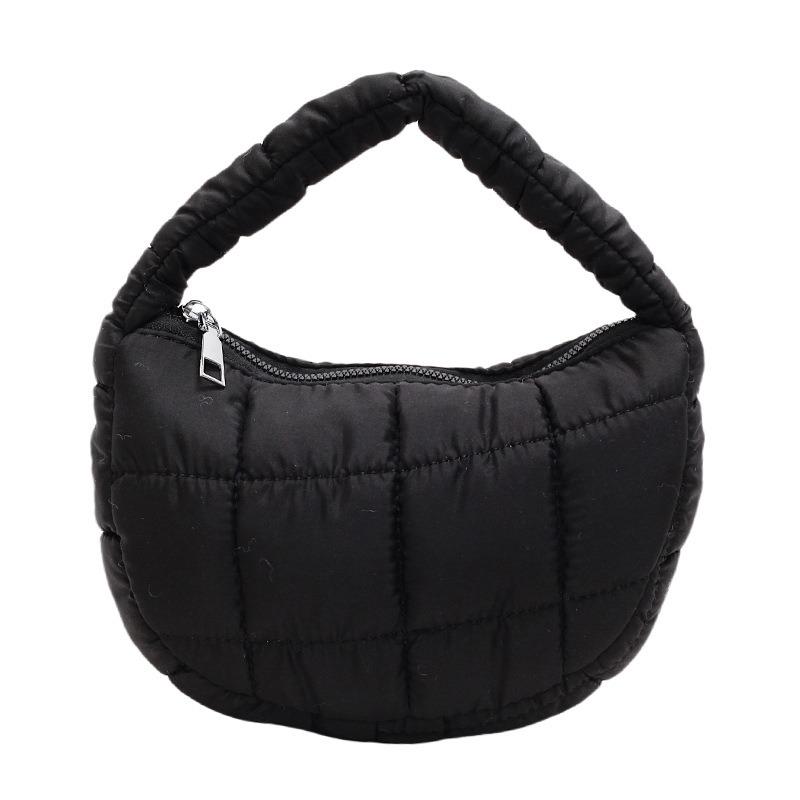 Niche fashionable pleated cloud bag women's solid color personalized hand carry cotton clothing bag